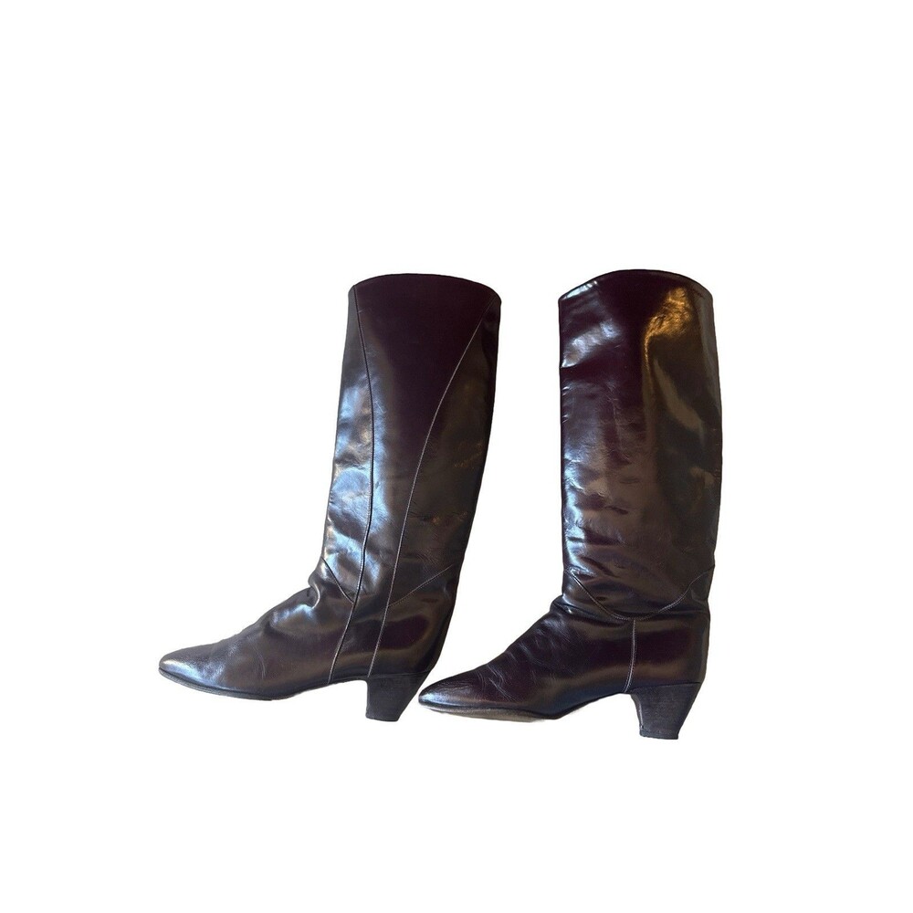 Vintage Charles David Women's 9.5 Heeled Brown Leather Boots Made Italy